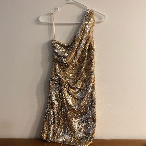 Sequins One-shoulder Cocktail Dress